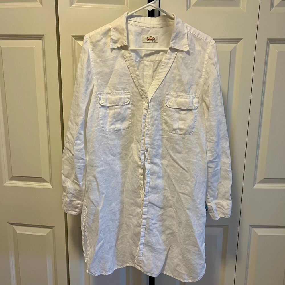 White Button-Up Shirt Dress
